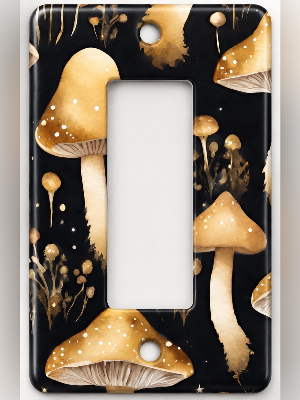 Handmade Golden Mushroom Whimsigoth Rocker Light Switch Cover Plate